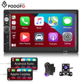 Podofo Double 2 Din 7'' Universal Car Stereo Radio Apple Carplay Android Auto Mirror Link HD Touch Screen Car Audio Multimedia Player MP3 MP5 Bluetooth FM USB, with Backup Camera
