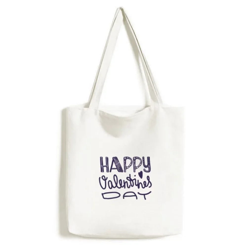 Happy Valentine Day Cute Quote Style Tote Canvas Bag Shopping Satchel Casual Handbag
