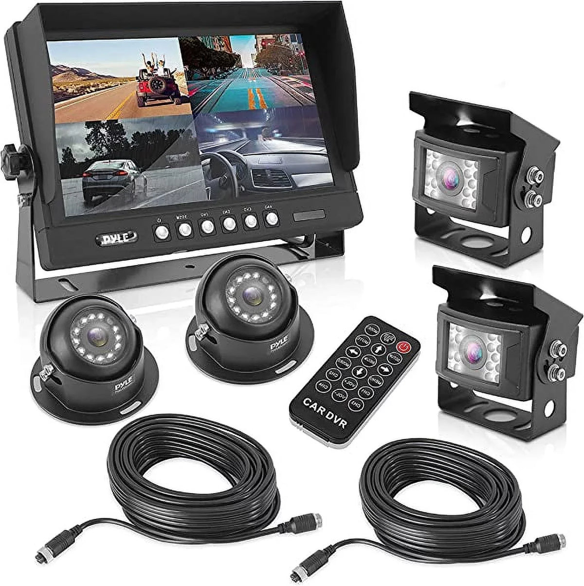 Pyle Rear View Backup Camera System DVR Parking Reverse Car Truck Vehicle Dual Rearview Back Up Kit