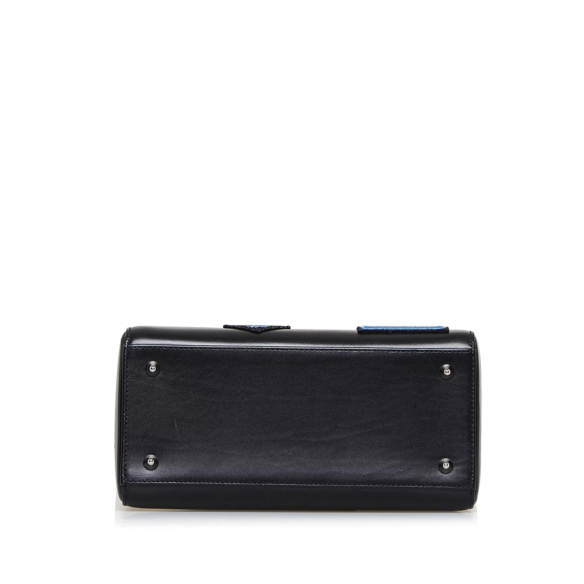 Pre-Owned Authenticated Medium Judgement Lady Dior Calf Leather Black Satchel Unisex (Good)