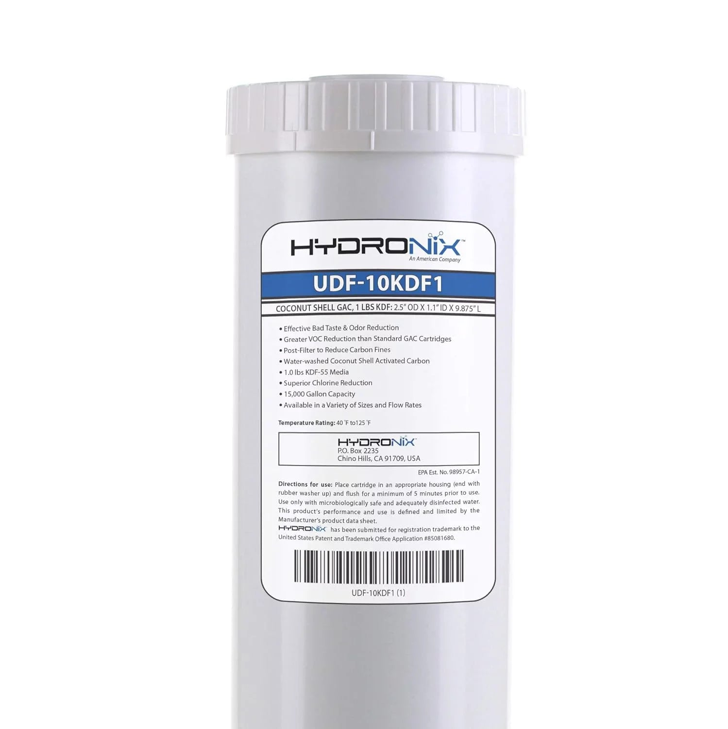 CTO, Heavy Metals, Bacteria & Scale Reduction Water Filter W/ 1 Lb KDF, 2.5" X 10"