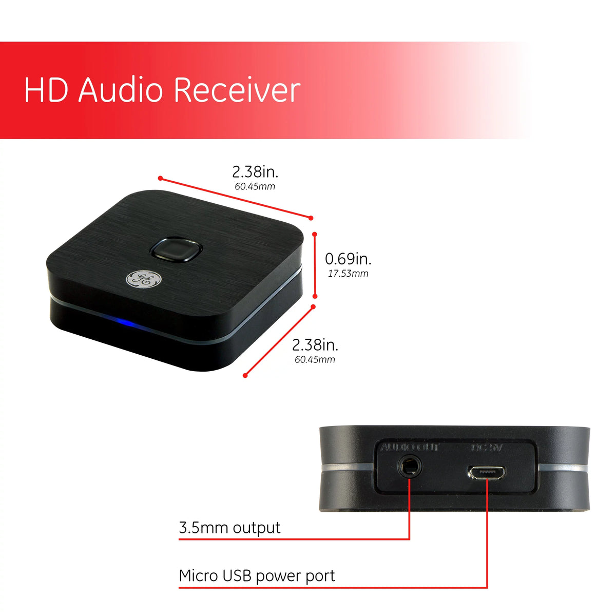 GE Bluetooth HD Audio Receiver, 33625