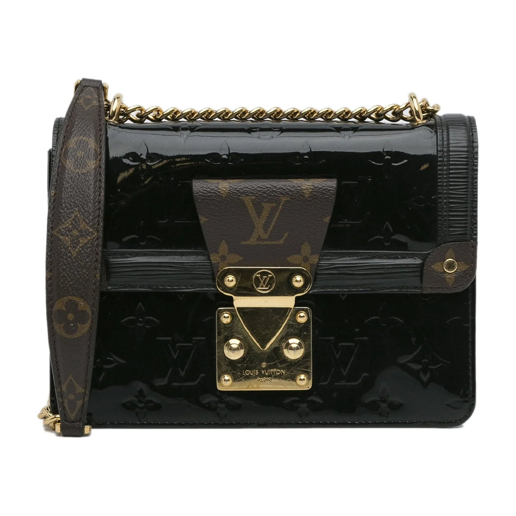 Pre-Owned Authenticated Louis Vuitton Monogram Vernis Wynwood Leather Black Crossbody Bag Unisex (Good)