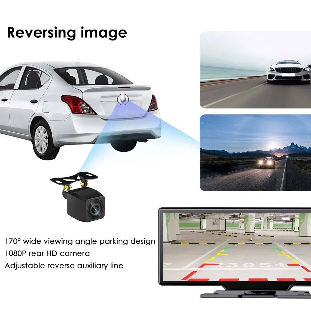 KingFurt T91 Dash Camera with 2K 1080P Dual Lens - Enhanced Recording, Wireless Connectivity, Android Auto, Touch Screen, WiFi