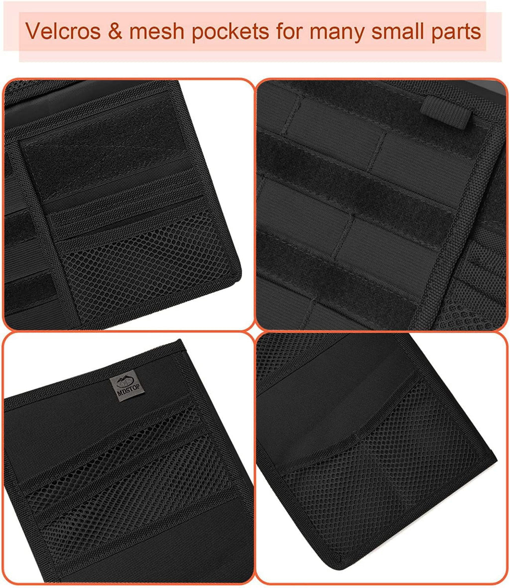 MDSTOP Molle Visor Panel Organizer Tactical Webbing Compatible Vehicle Sun Visor Cover Car Sunshade Storage Holder Pouch Fits for Cars, Trucks, Suvs, Pickups (Black, 7"x12")