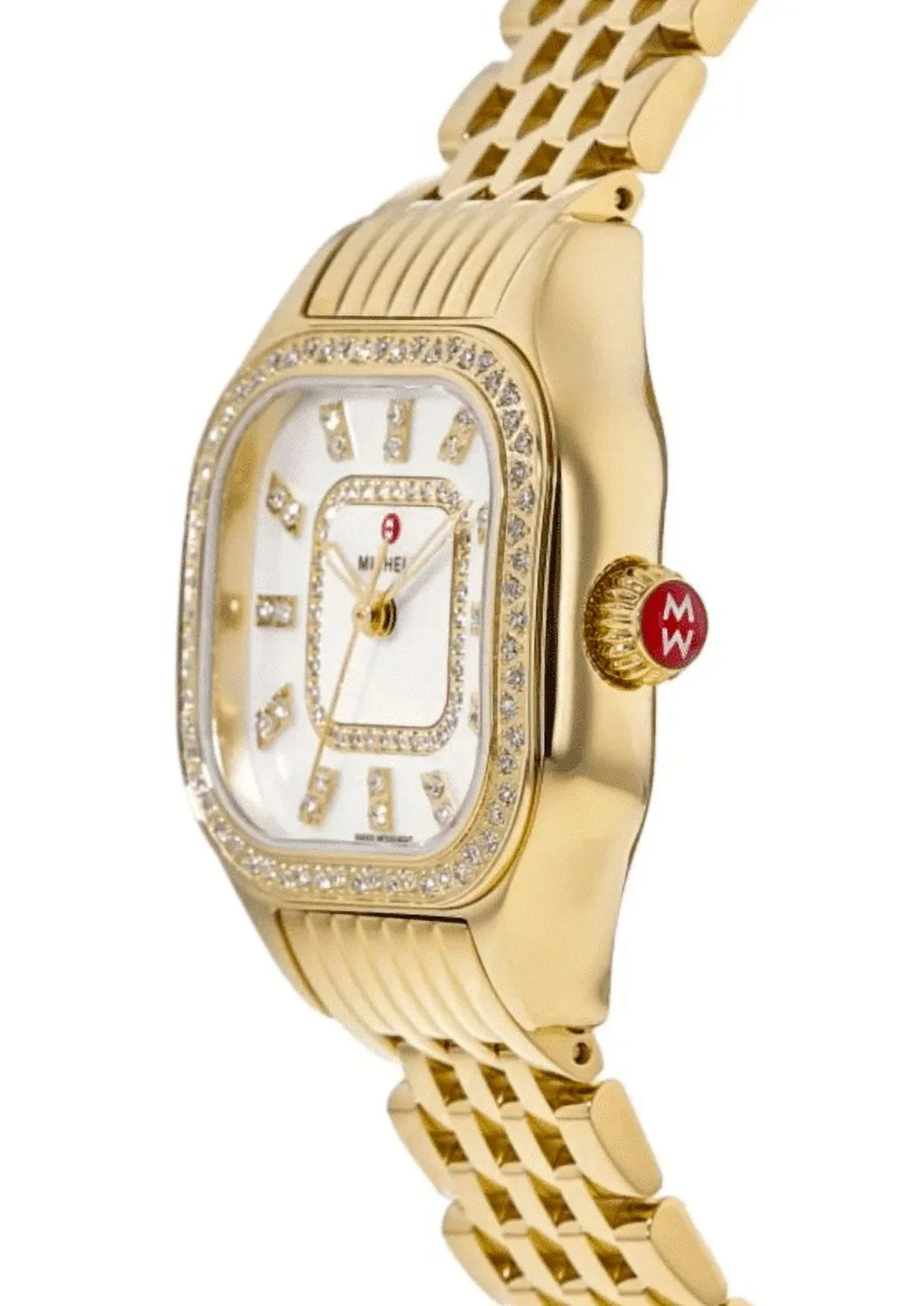 Michele Meggie Diamond Mother of Pearl Dial Gold-tone Steel Women's Watch MWW33B000003