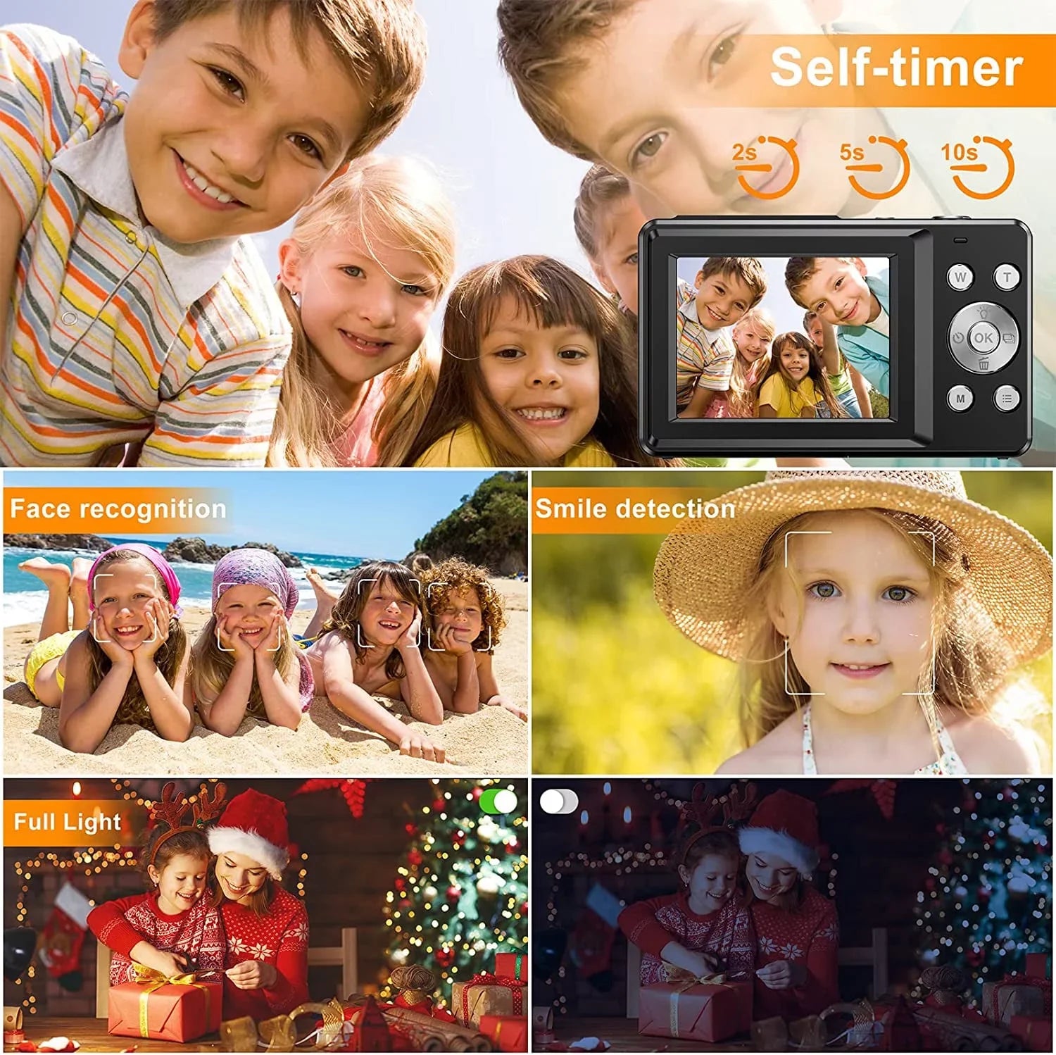 Digital Camera, FHD 1080P Digital Camera for Kids Video Camera with 32GB SD 16X Digital Zoom, Compact Point