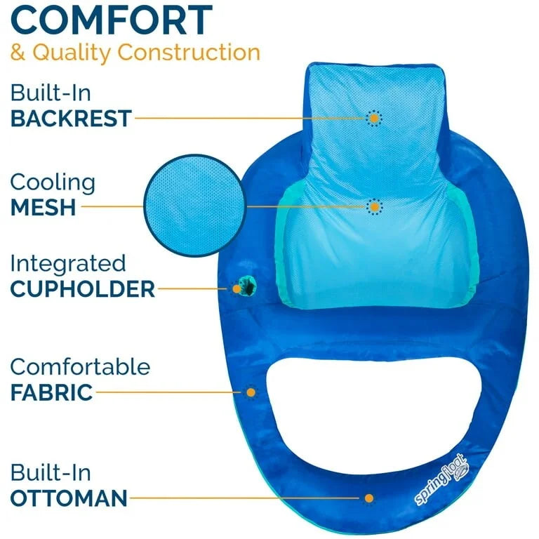 Float Recliner Inflatable Pool Lounge Chair with Backrest, Pool Float for Adults
