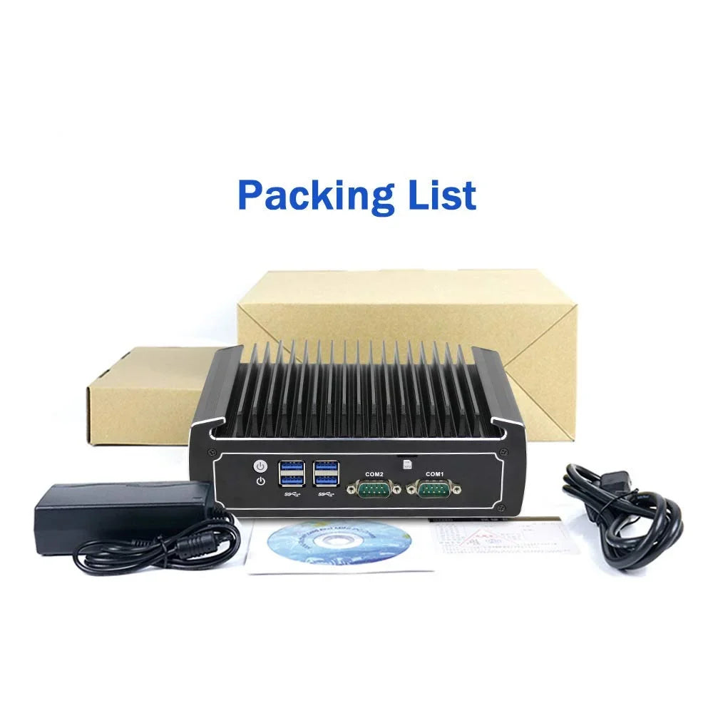 PARTAKER Fanless Mini PC, 4K Powerful Industrial Mini Computer, Core i5 8250U 8th Gen, 4 Cores CPU, 8GB Ram 128GB SSD 1TB HDD, Dual Nic, HD, DP, 4*USB3.0, SIM Card Slot, 2 COM, Windows 10 Pro