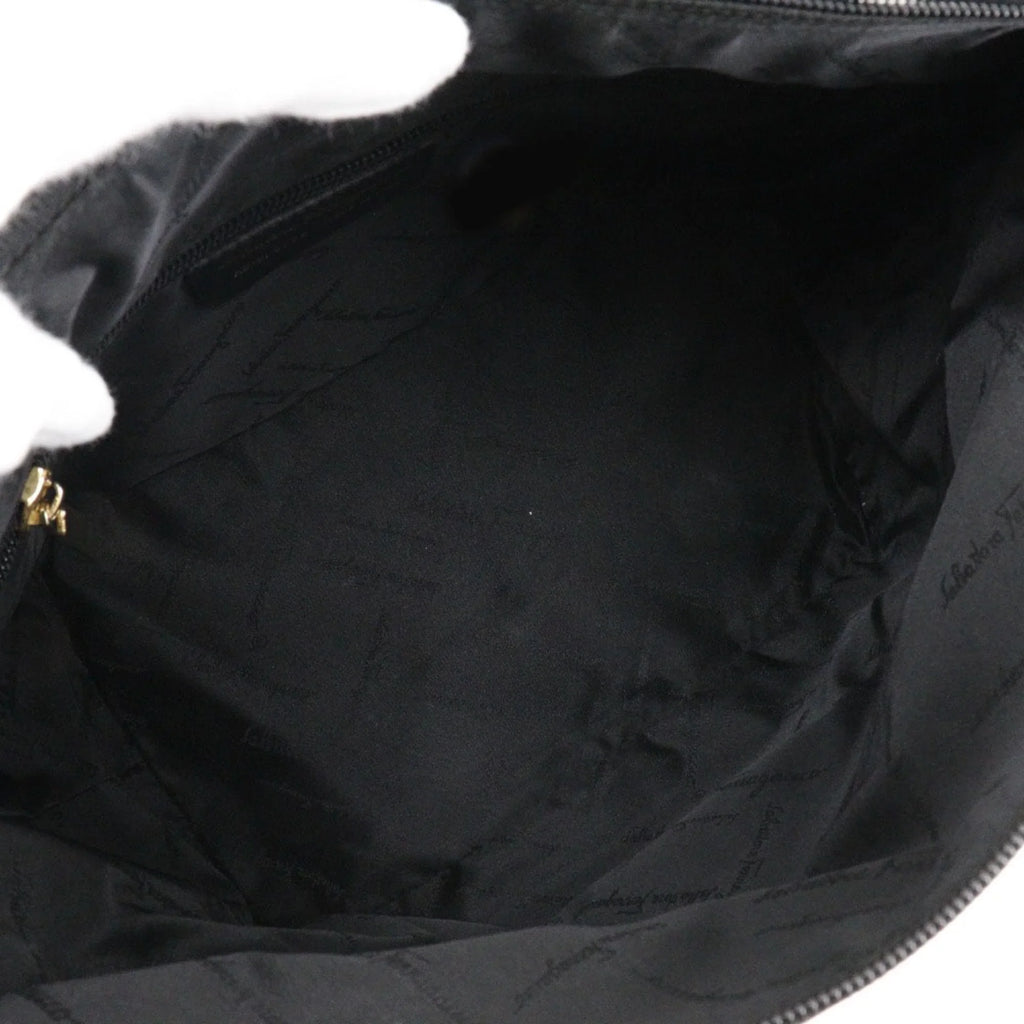 Pre-Owned Salvatore Ferragamo One Shoulder Bag Gancini AB-21 2779 Canvas x Leather Black Ladies (Fair)
