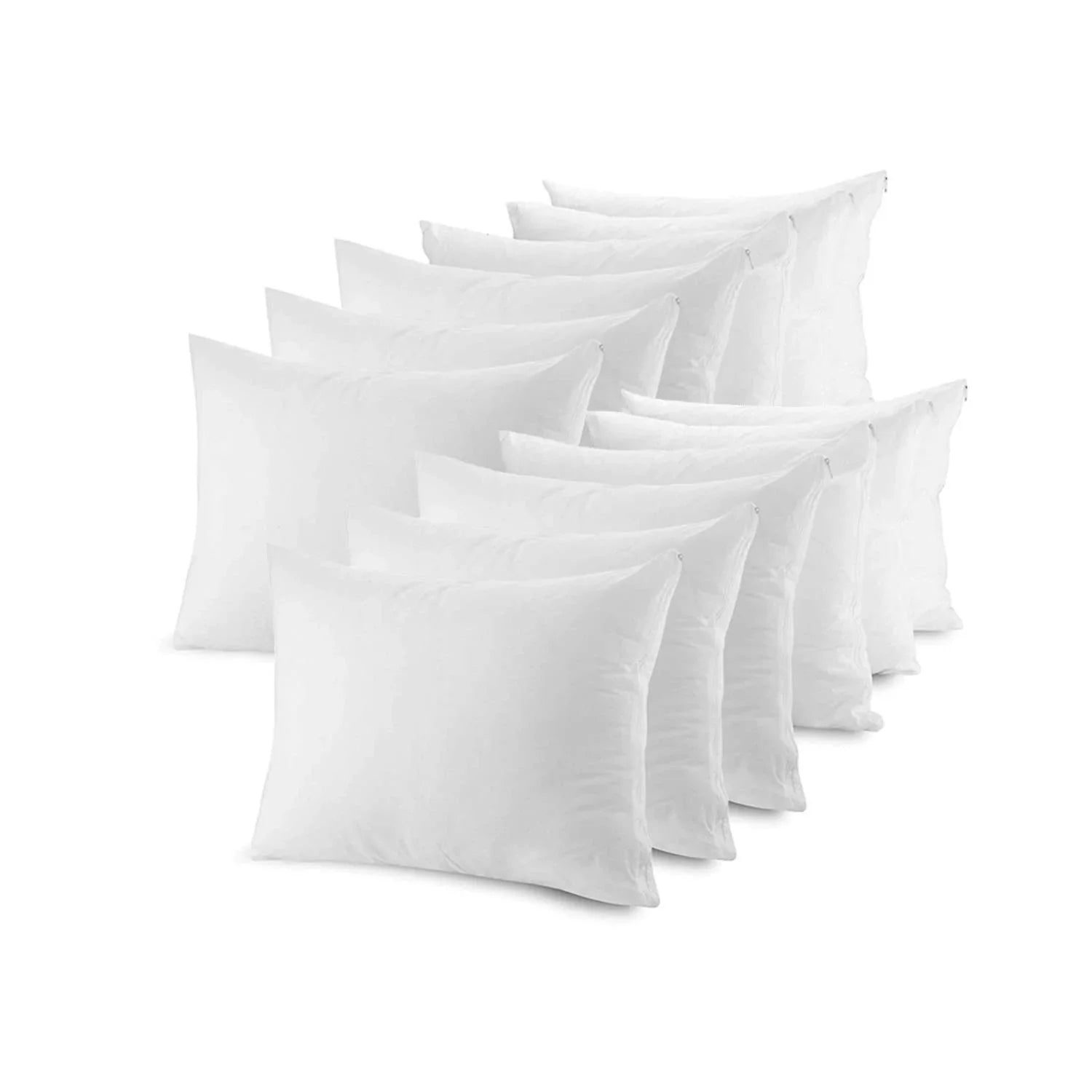 Poly-Cotton Zippered Pillow Cover - Standard Size Pillow Protector - Protects from Dirt, Dust, and Debris - 12 Pack