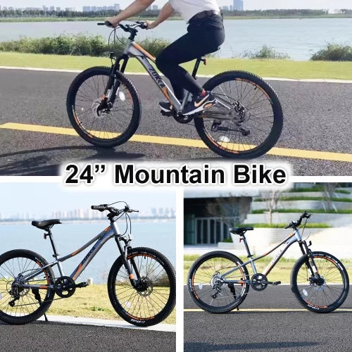 Mountain Bike for Girls and Boys Mountain 24 inch shimano 7-Speed bike,Suspension fork,Aluminum alloy Frame,10 inch Frame