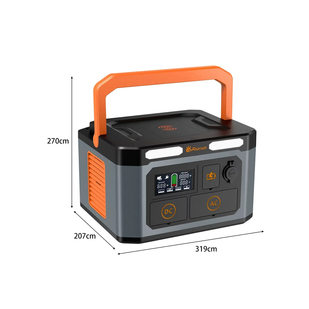 Foursun 1500W(3000W Peak) Portable Station,1598.4Wh with 2 x 1500W AC Outlets ,Wireless charge,PD 65W,Solar Generator for Home Backup, Emergency, Camping