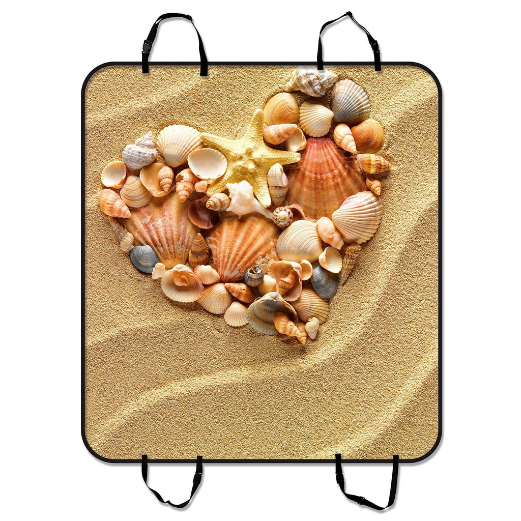 GCKG Made Love Heart Of Sea Shells Starfish Beach Pet Car Chair Cover Dog Car Chair Mat Hammock Cargo Mat Trunk Mat For Cars Trucks and SUV 54x60 inches