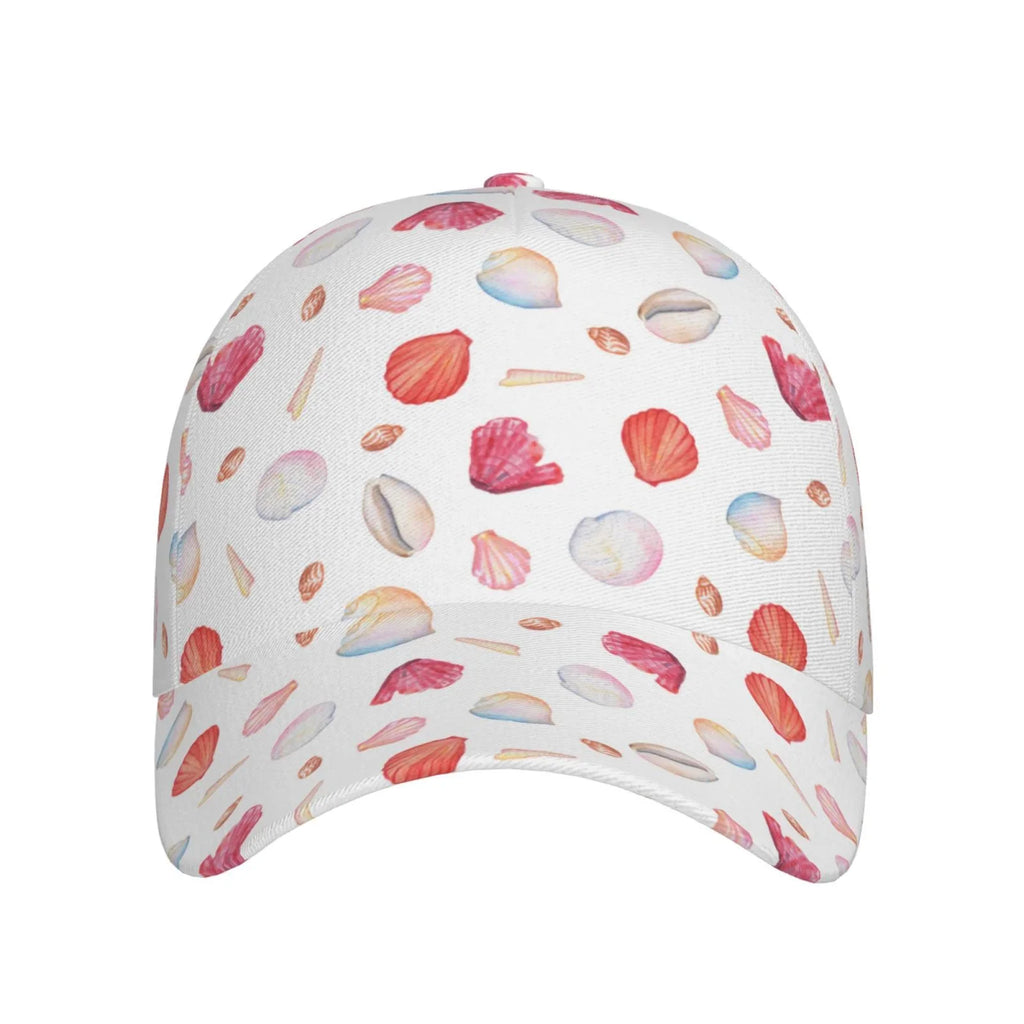 Lukts Red Coral And Scallop Seashell Cap Hat For Men/Women,Unstructured/Cotton