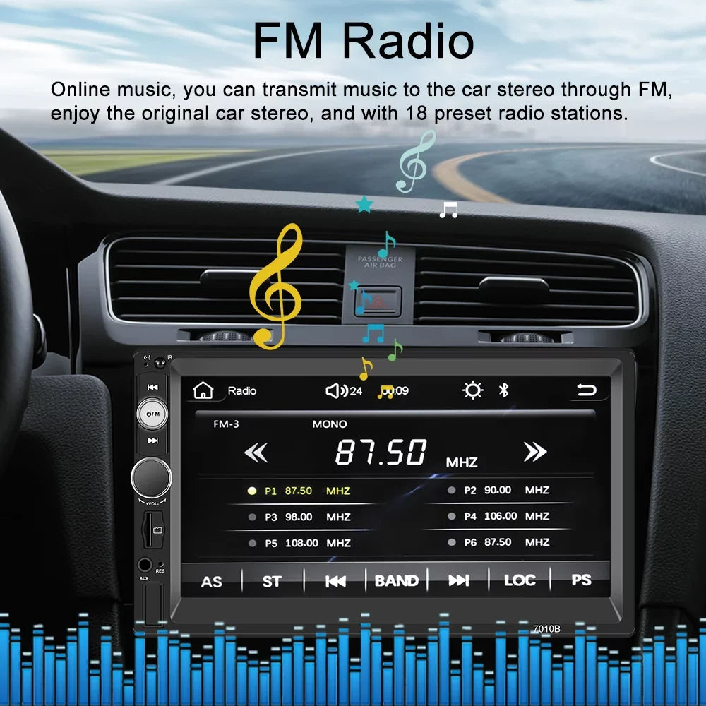 Podofo Double 2 Din 7'' Universal Car Stereo Radio Apple Carplay Android Auto Mirror Link HD Touch Screen Car Audio Multimedia Player MP3 MP5 Bluetooth FM USB, with Backup Camera