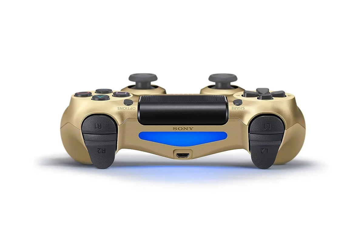 Gold DualShock PS4 Wireless Controller Bundle - Like New - With Earbuds BOLT AXTION Included