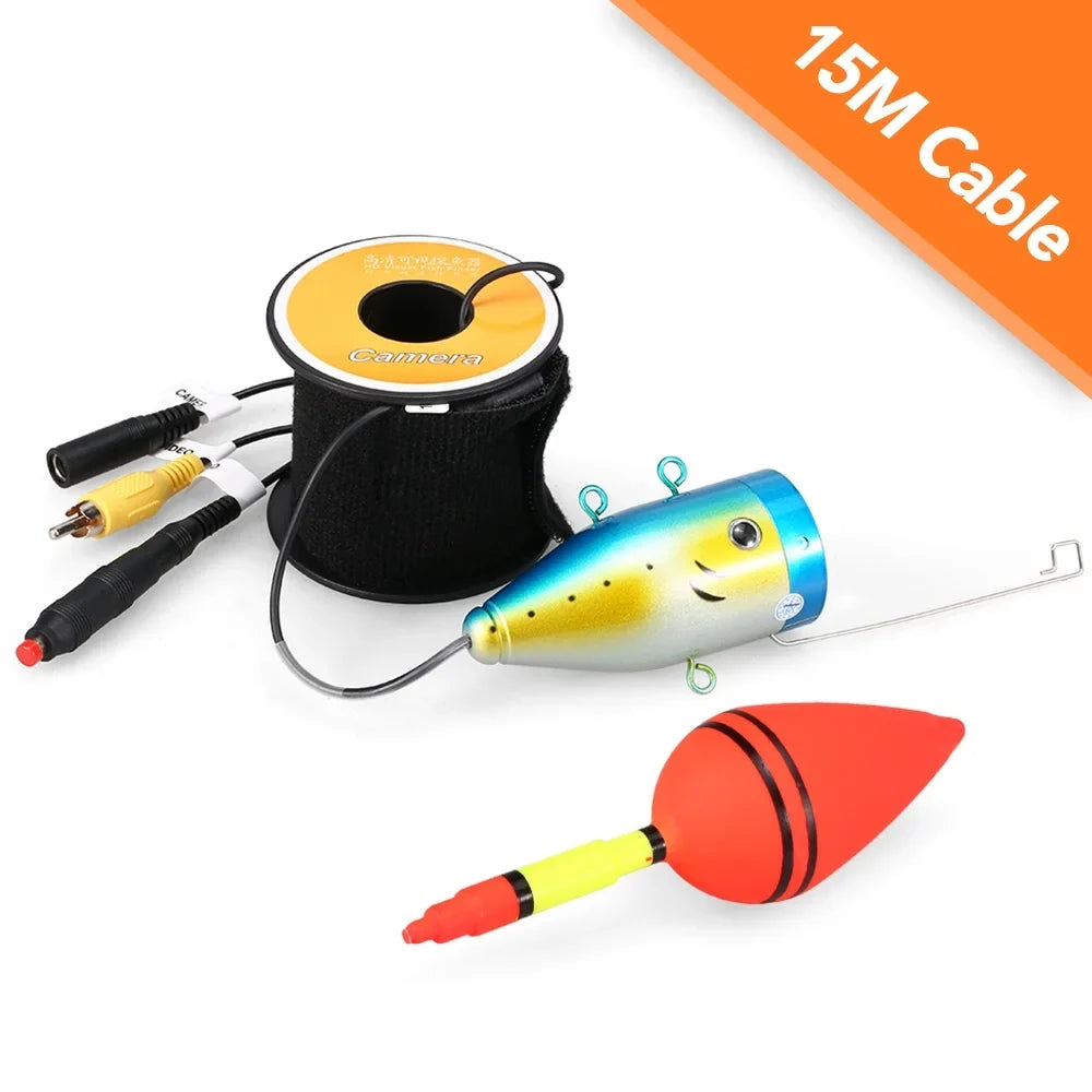 Dazzduo Fishing Camera,Camera 15m/30m/50m Cable Ice Camera 15m/30m/50m Waterproof Fish Shape Camera 24 LEDs Fish Shape Boat LEDs Vision Waterproof 1200TVL Camera 24 Boat Ice Camera