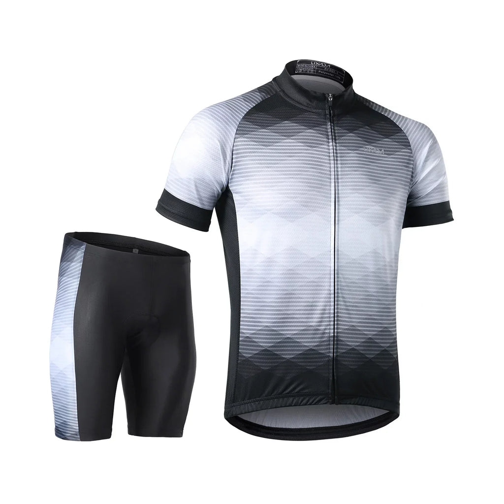 Lixada Men Cycling Jersey Breathable Short Sleeve Bike Shirt and Padded Shorts MTB Bike Clothing Suit