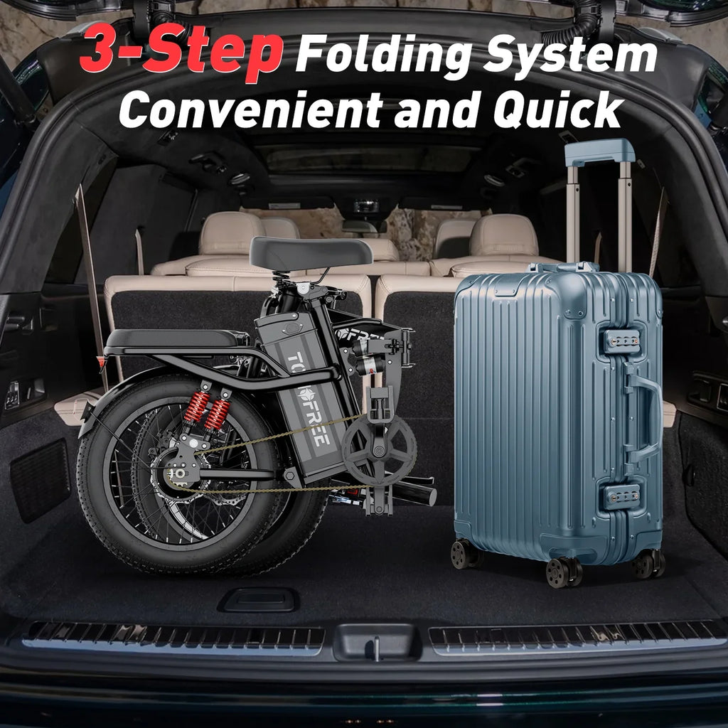 Electric Bike for Adults, 48V 20AH Folding E-Bike Easy Assemble, 16* Tire Commuter Bike 40Miles Range 330lbs Load, Full UL GCC Certified, Black Ebike T1