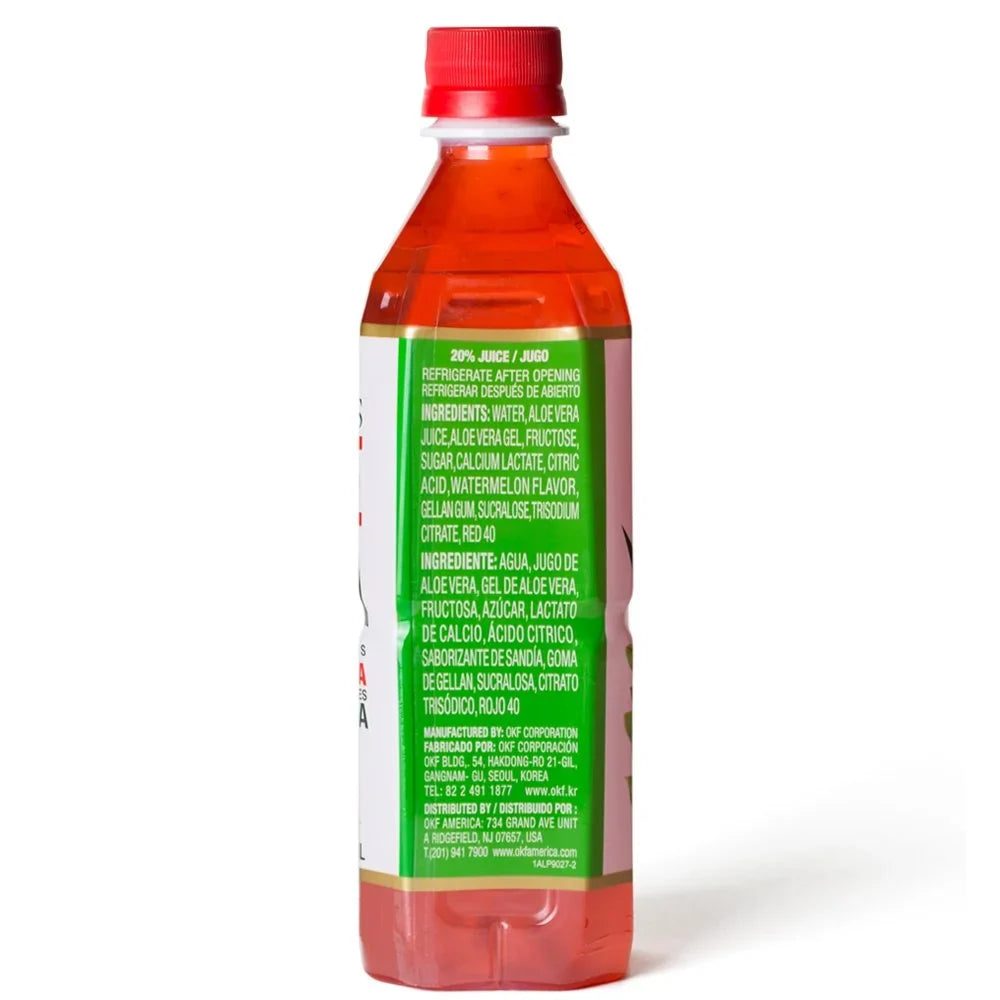 OKF Aloe Vera Watermelon Drink, 16.9 Ounce (10 Pack) - No Preservatives or Additives