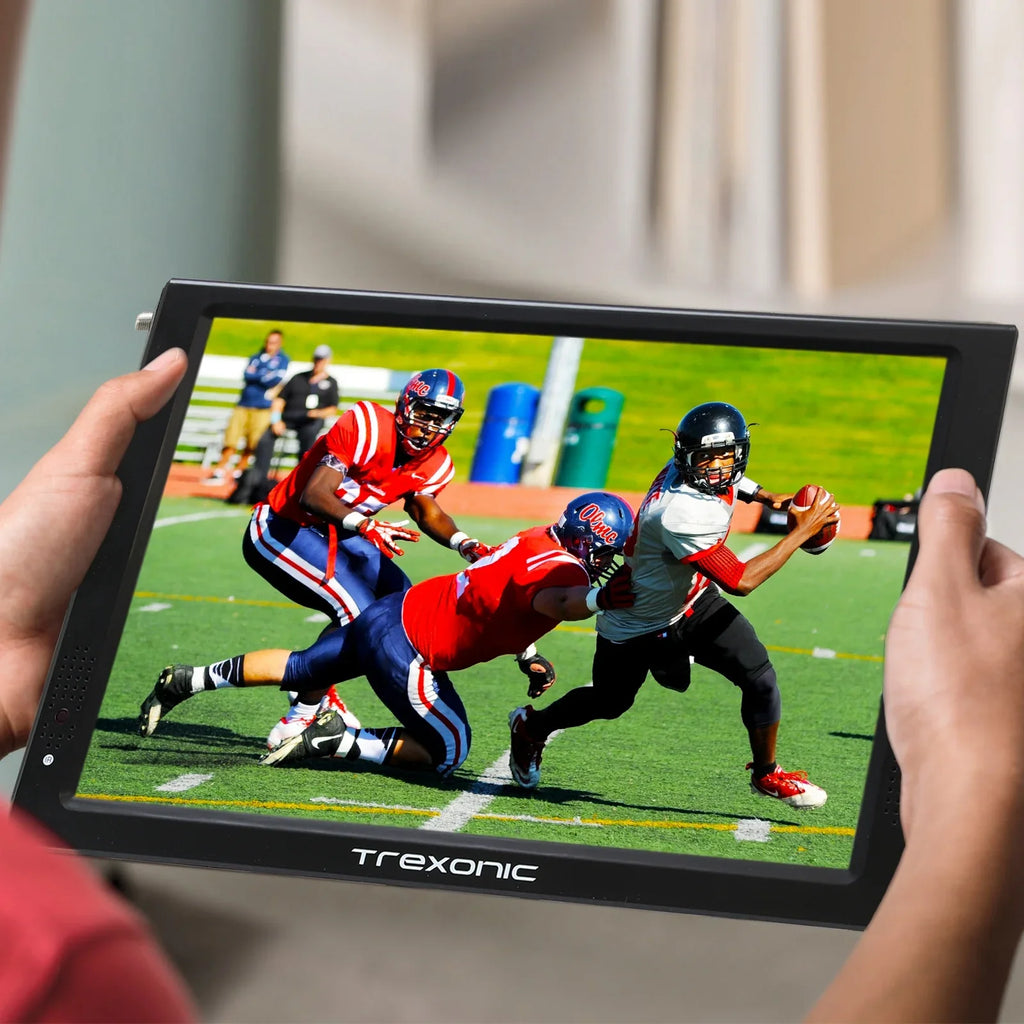 Reconditioned Trexonic Portable Widescreen 12" LED TV With TF Slot, USB/Micro USB/ Headphone/AV Inputs And Built-in Digital Tuner