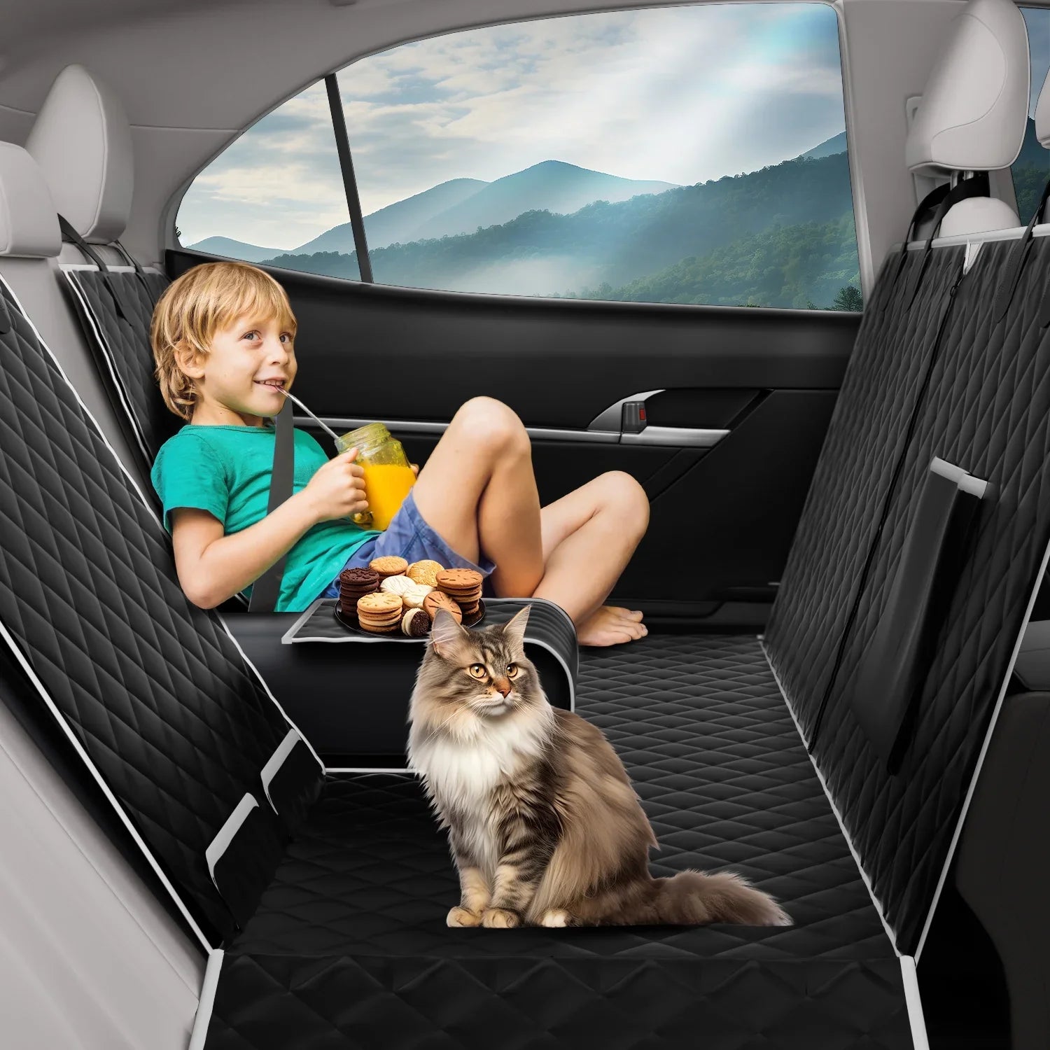 Dog Car Chair Cover for Back Chair, Waterproof Pet Chair Cover 600D Scratch-Proof Dog Chair Cover for Truck, Vehicle SUV, Tesla, Machine Washable,Color Black