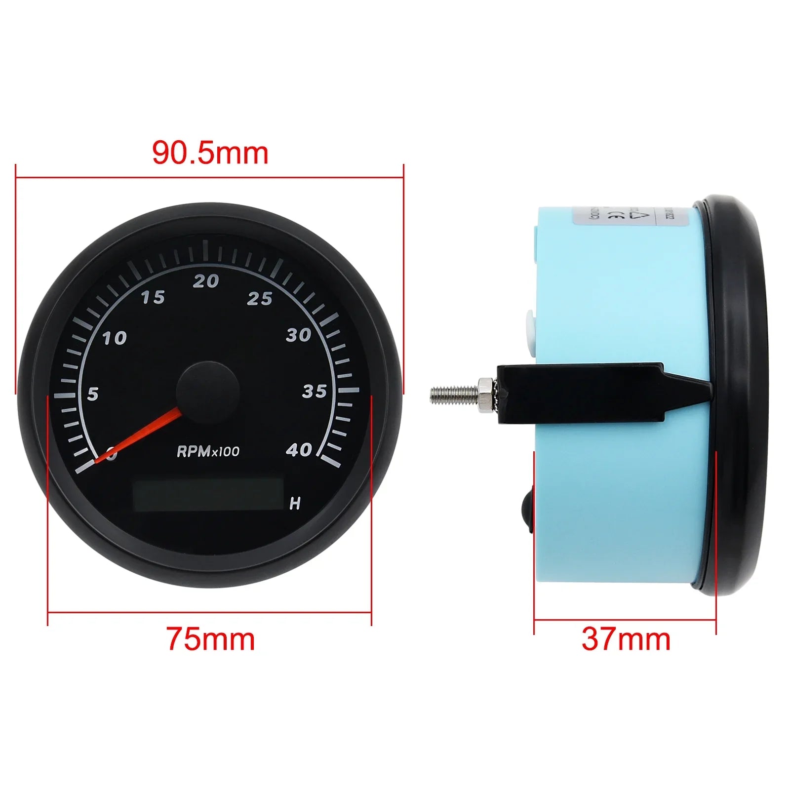 Geloo Marine Tachometer Hour Meter Waterproof Tachometer Gauge 0-4000RPM 85mm for Car Boat Truck RV