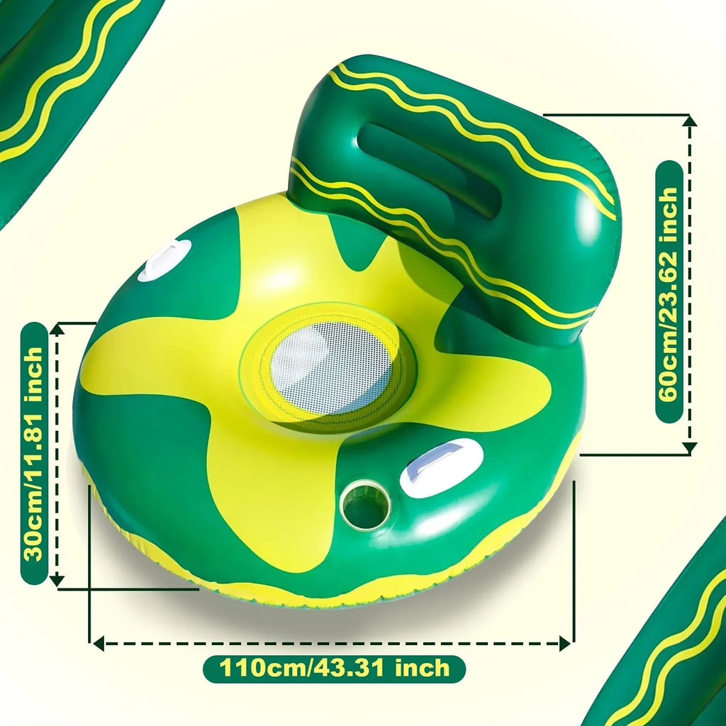 Harvio Two Handles Safe Pool Floating Chair for Adults -Green/Yellow