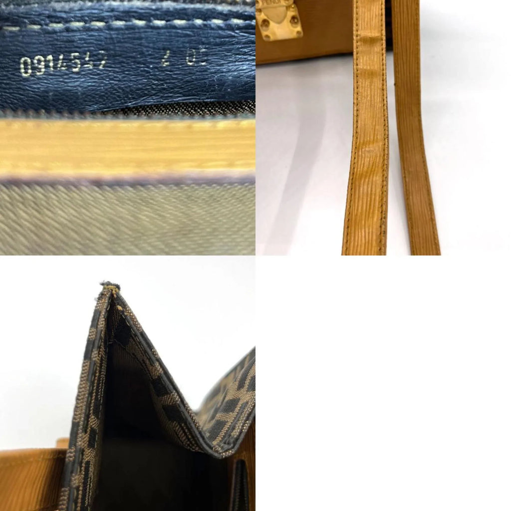 Pre-Owned FENDI Handbag Shoulder Bag Zucca Canvas/Leather Brown x Beige Unisex (Good)