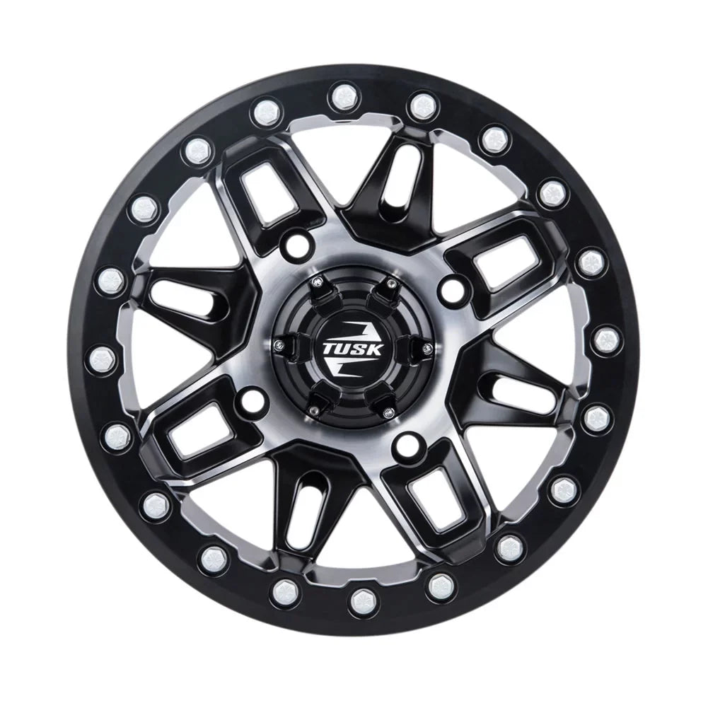 (4 Pack) 4/137 Tusk Wasatch Beadlock Rim 15x7 5.0 + 2.0 Machined/Black For CAN-AM Defender HD10 Pro XT 2020-2022