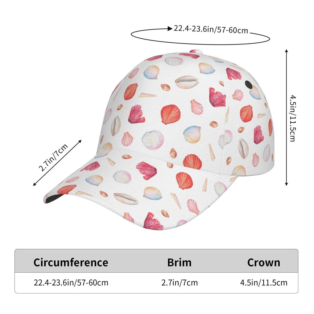 Lukts Red Coral And Scallop Seashell Cap Hat For Men/Women,Unstructured/Cotton