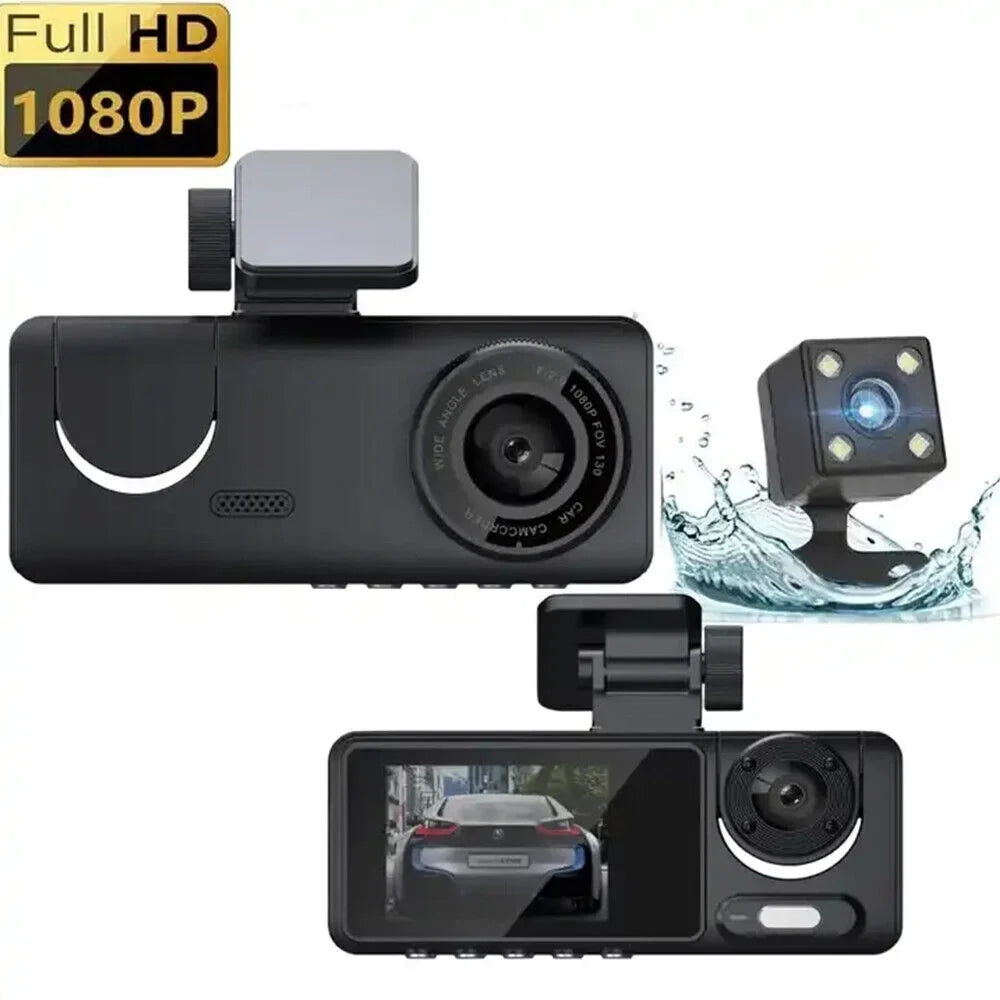 Paddsun HD 1080P Car Dual Lens Dash Cam Front/Rear/Inside Video Recorder Camera G-sensor