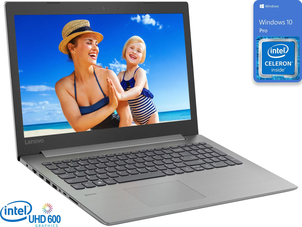 IdeaPad 330 Notebook, 15.6" HD Display, Intel Celeron N4000 Upto 2.6GHz, 8GB RAM, 128GB SSD, UK Keyboard, DVDRW, HDMI, Card Reader, Wi-Fi, Bluetooth, Windows 10 Pro