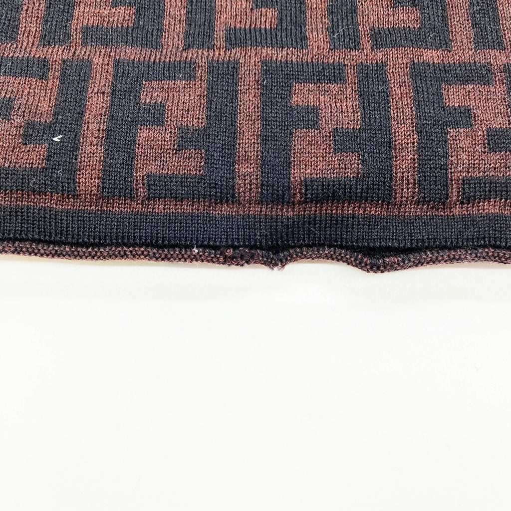 Pre-Owned FENDI Zucca Muffler Stole All Over Pattern FF Brown Women's Men's Fashion Old Clothes (Good)