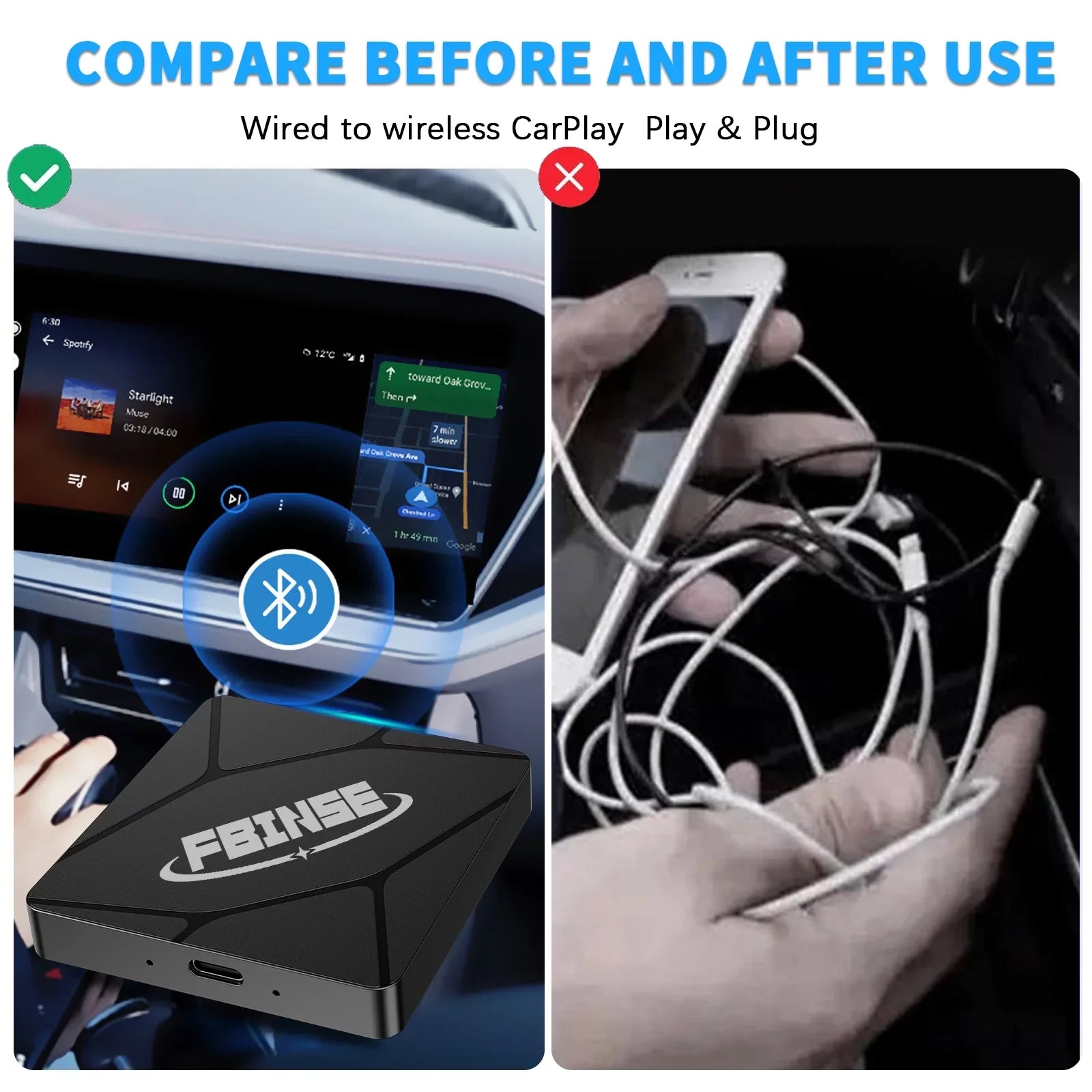 Fbinse Wired To Wireless Carplay Adapter Carplay Dongle Connect