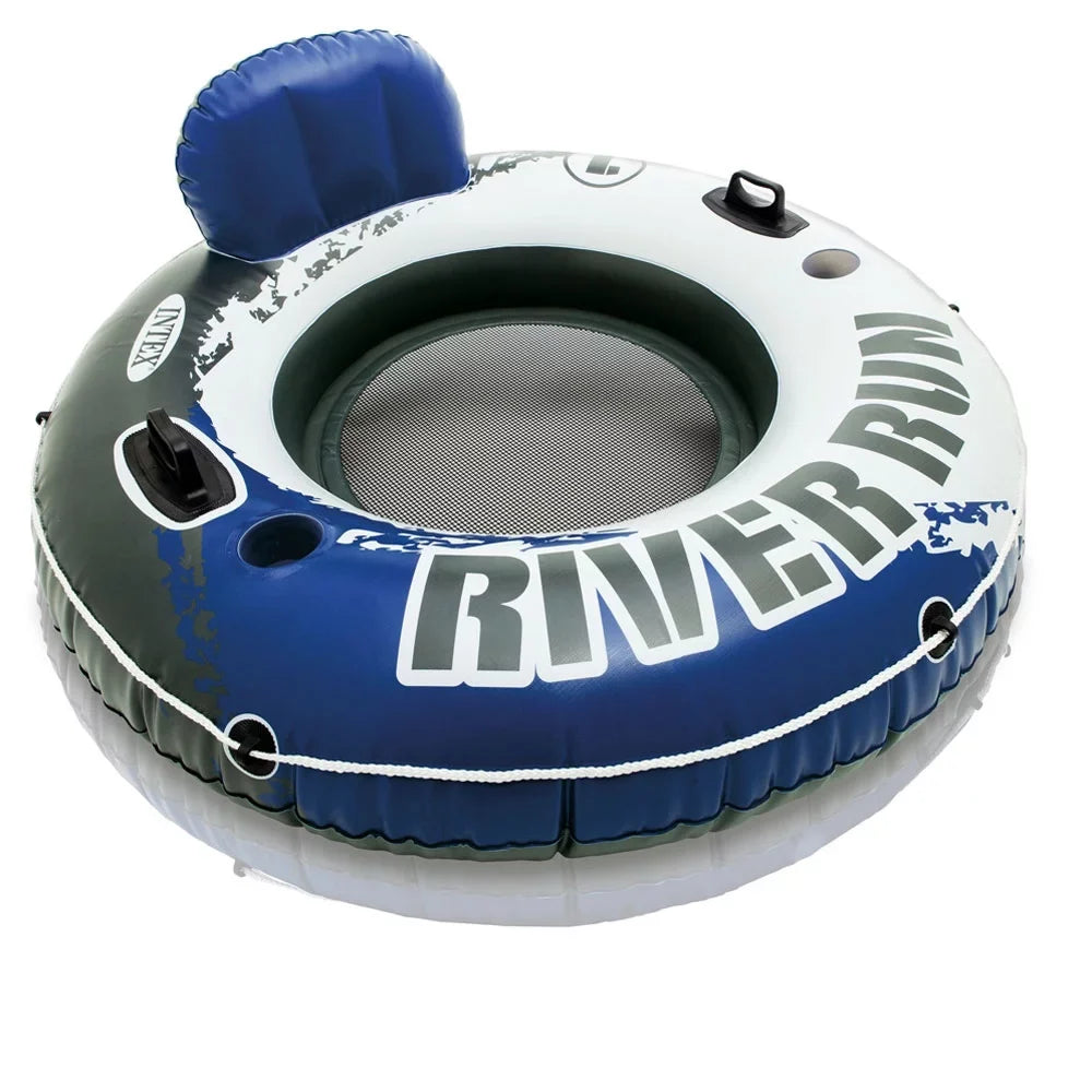 Intex River Run 1 Person Floating Tube (3 Pack) and 12 Volt Electric Air Pump
