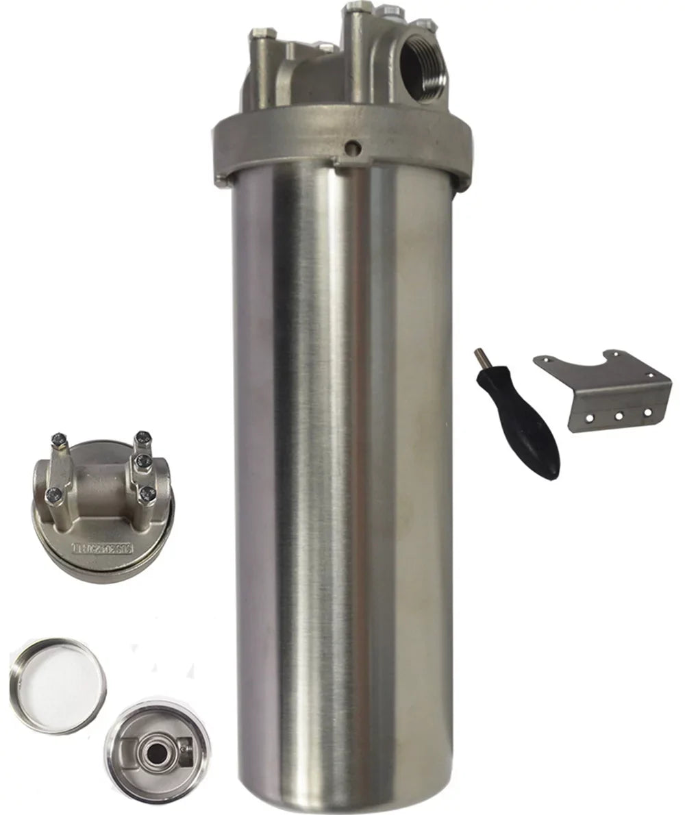 PreAsion Heavy-duty Filter Housing for Filtering Water Dirt Rust Scale Particles 10"L Cartridges 3/4"NPT with Bracket Wrench Pin