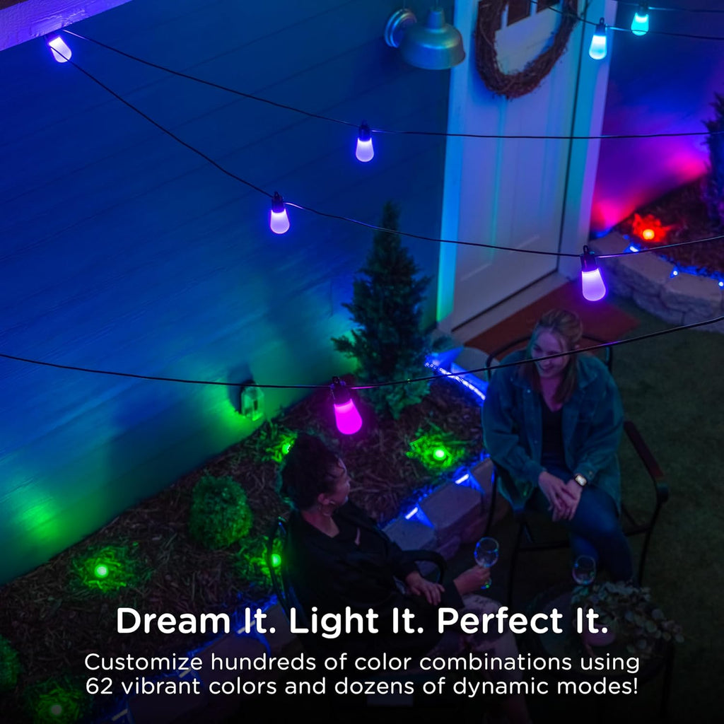 MINGFENG Smart Color Changing String Lights, 96 ft, 30 Lightweight RGB LED Patio Lights, Weatherproof, Customizable, Wi-Fi App Control, Dimmable Outdoor String Lights, 79617