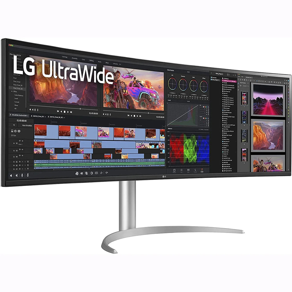 Open Box LG 49WQ95C-W 49" 32:9 Curved UltraWide DQHD (5120 x 1440) Nano IPS Monitor, NVIDIA G-SYNC Compatible & AMD FreeSync Premium Pro, HDMI 2.1 and USB Type-C, Tilt/Height/Swivel Adjustable