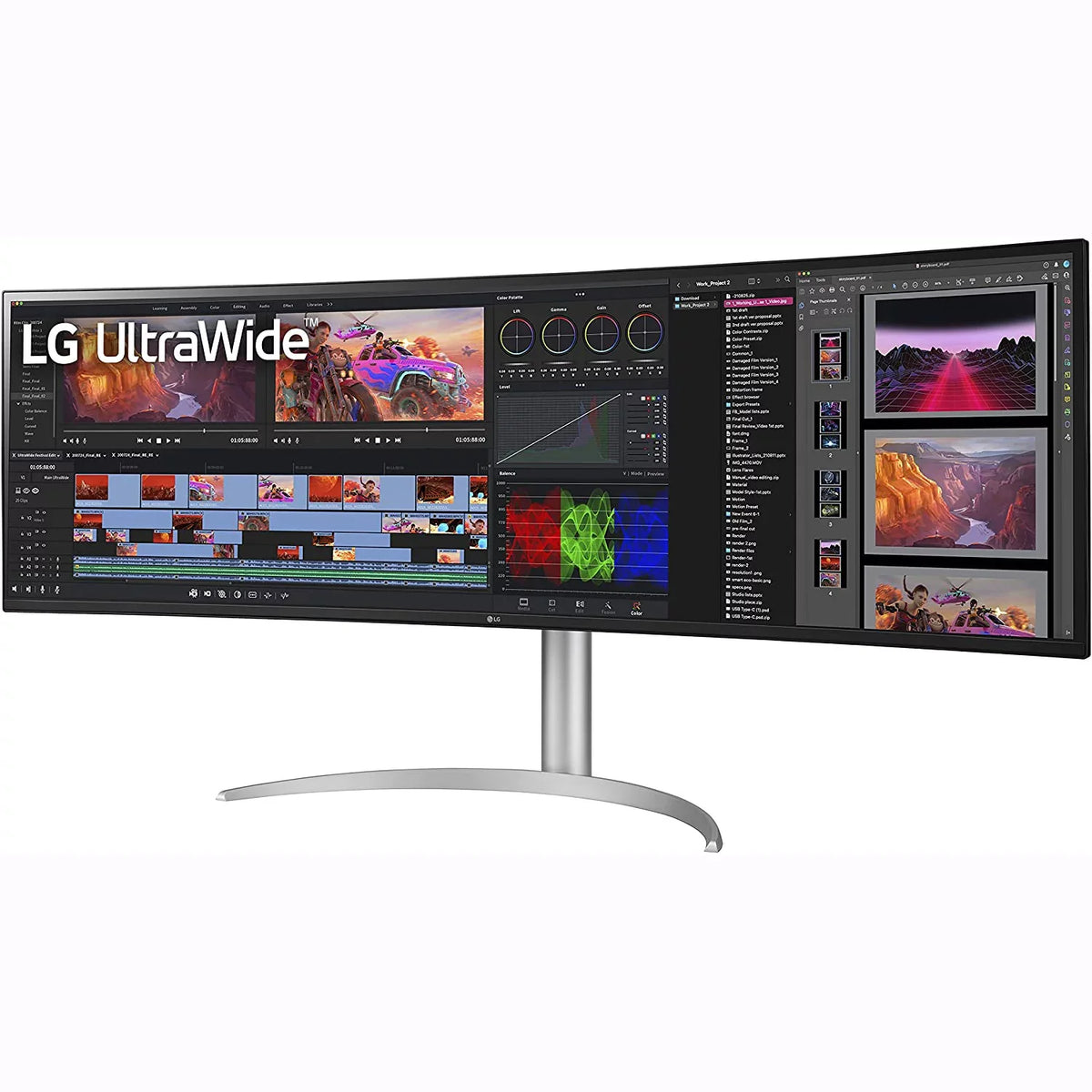 Open Box LG 49WQ95C-W 49" 32:9 Curved UltraWide DQHD (5120 x 1440) Nano IPS Monitor, NVIDIA G-SYNC Compatible & AMD FreeSync Premium Pro, HDMI 2.1 and USB Type-C, Tilt/Height/Swivel Adjustable
