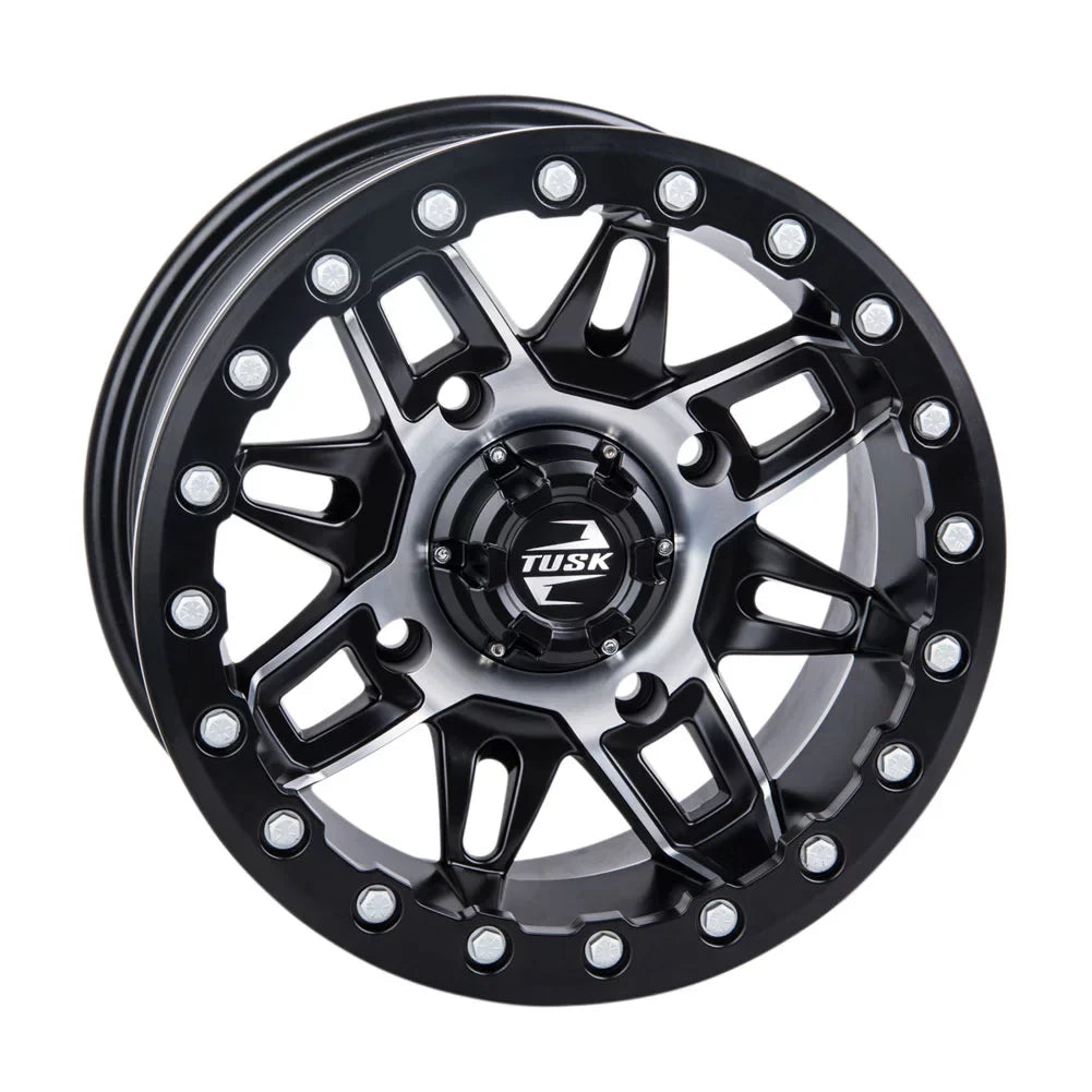 (4 Pack) 4/137 Tusk Wasatch Beadlock Rim 15x7 5.0 + 2.0 Machined/Black For CAN-AM Defender HD10 Pro XT 2020-2022
