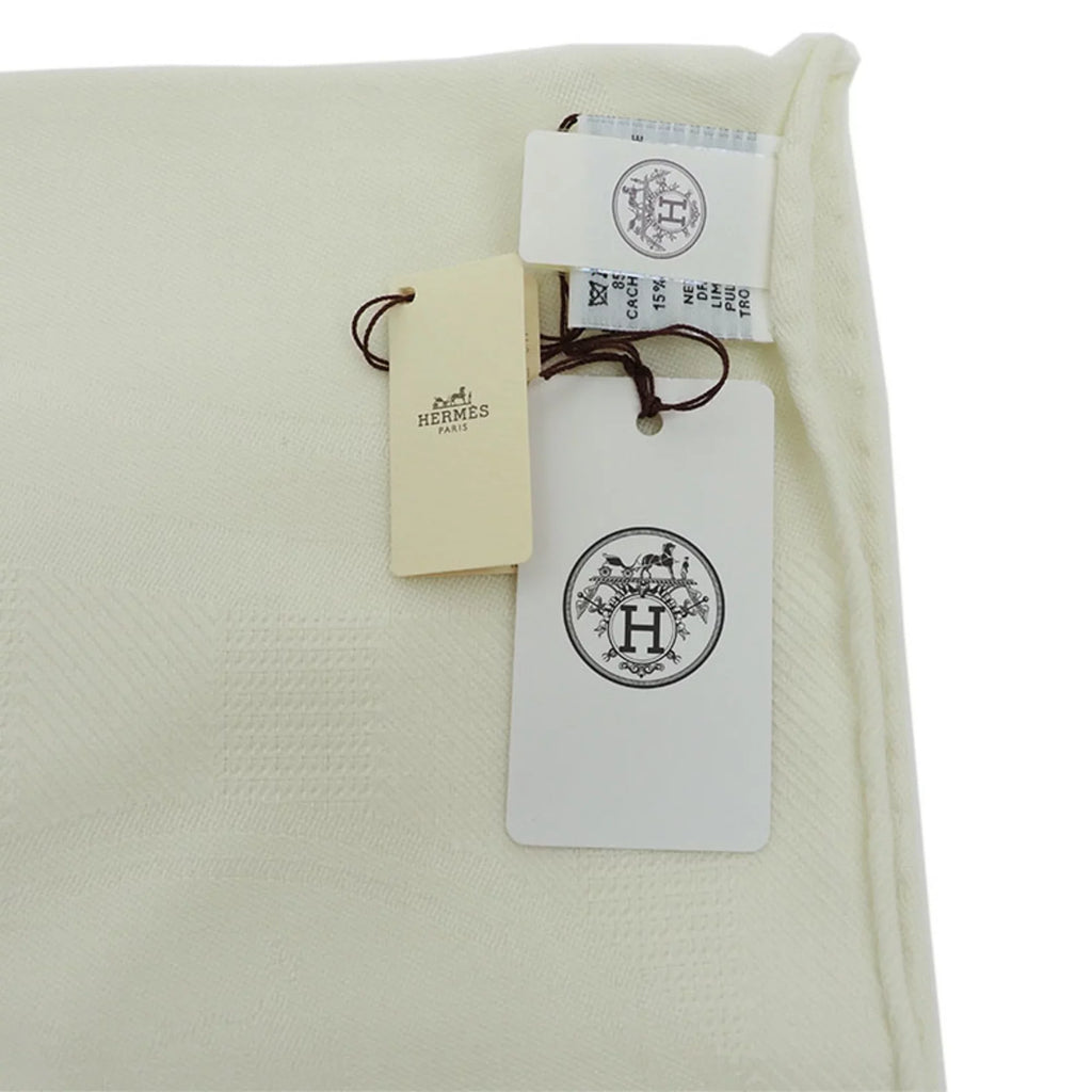 Pre-Owned Hermes HERMES New Libris Stole Yvoire White H262494S Women's (Like New)