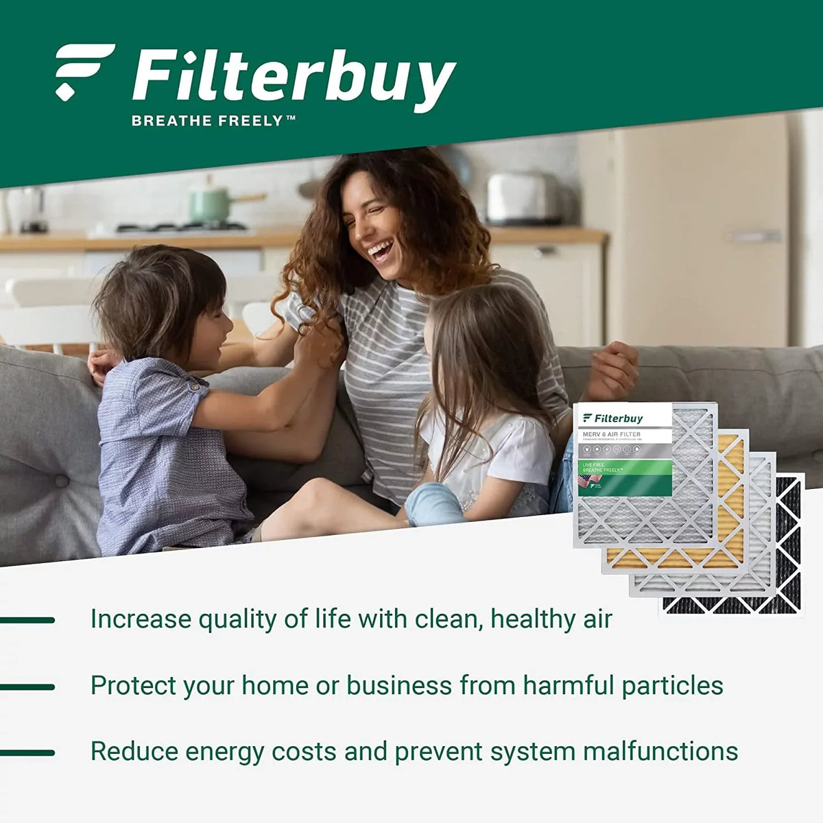 Filterbuy 16x36x2 MERV 8 Pleated HVAC AC Furnace Air Filters (3-Pack)