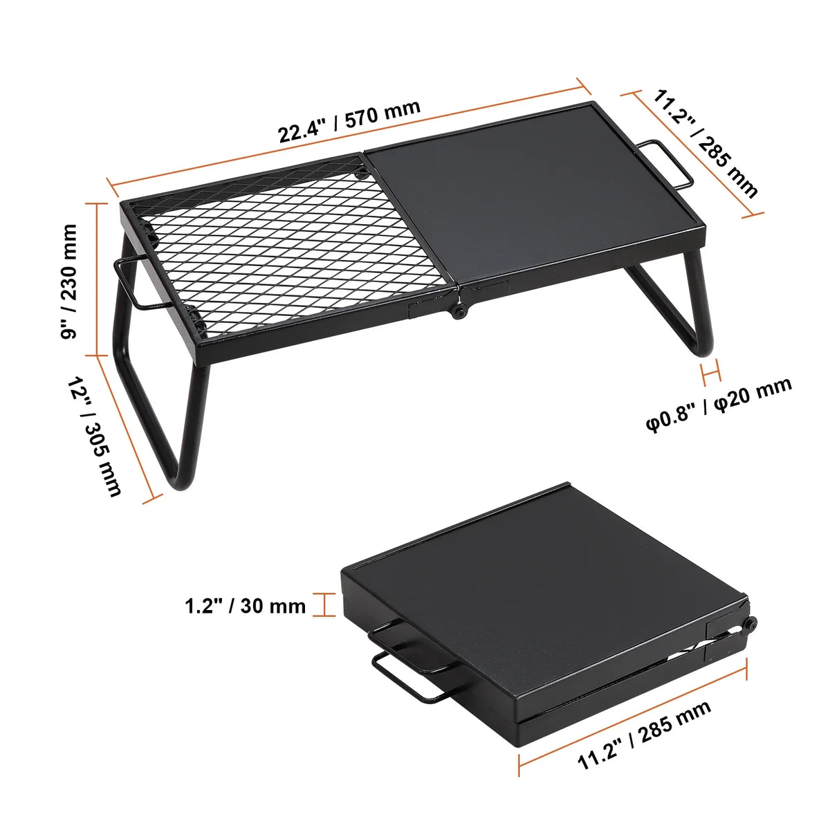 Folding Campfire Grill Portable Camping Fire Pit Steel Outdoor BBQ Picnic
