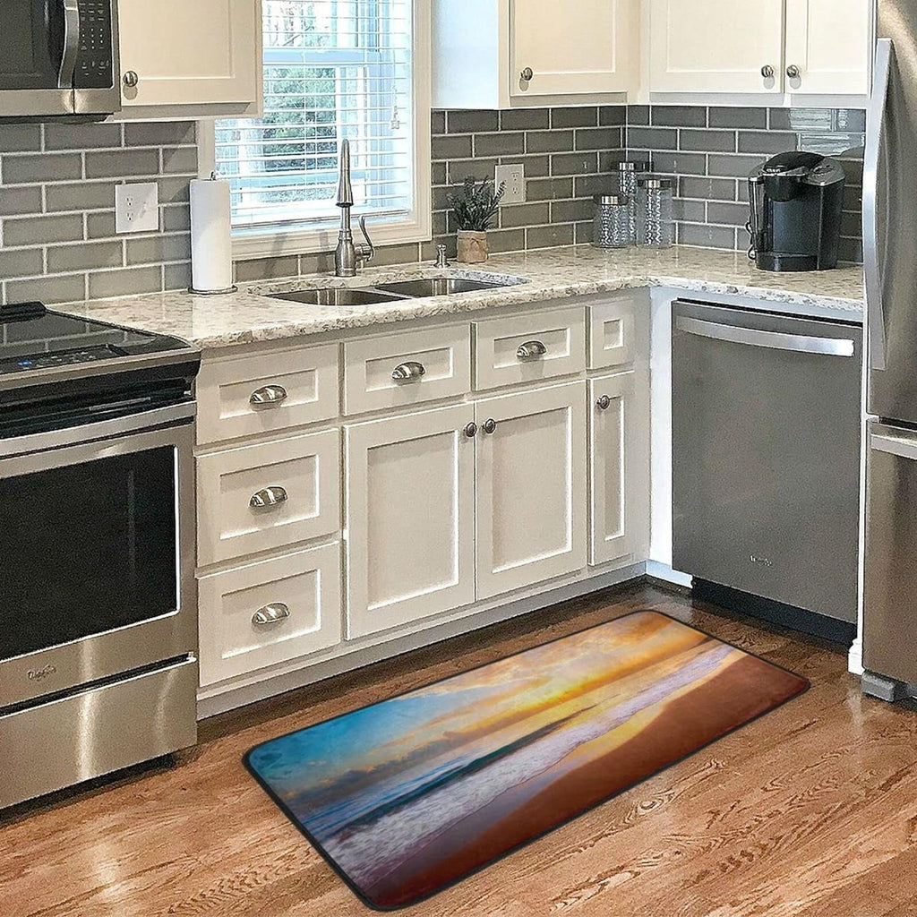GZHJMY Summer Beach Sunset-1 Kitchen Rug Mat Anti-Fatigue Comfort Floor Mat Waterproof Non Slip Washable Kitchen Rug for Kitchen Washroom Bedroom Sink 39 x 20 inch