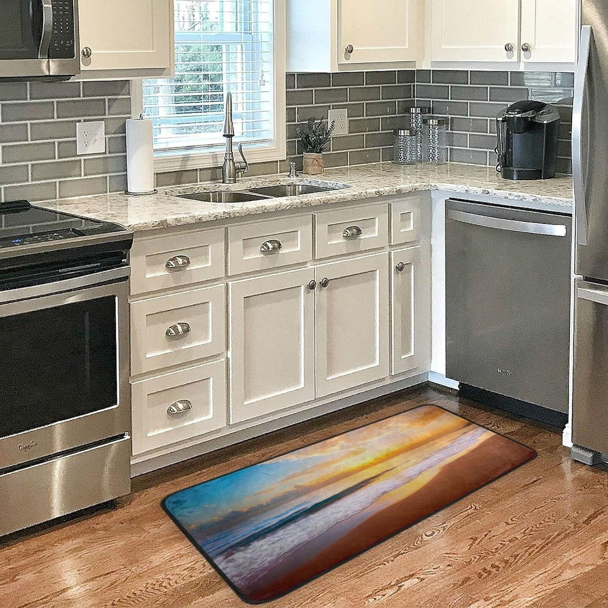 GZHJMY Summer Beach Sunset-1 Kitchen Rug Mat Anti-Fatigue Comfort Floor Mat Waterproof Non Slip Washable Kitchen Rug for Kitchen Washroom Bedroom Sink 39 x 20 inch