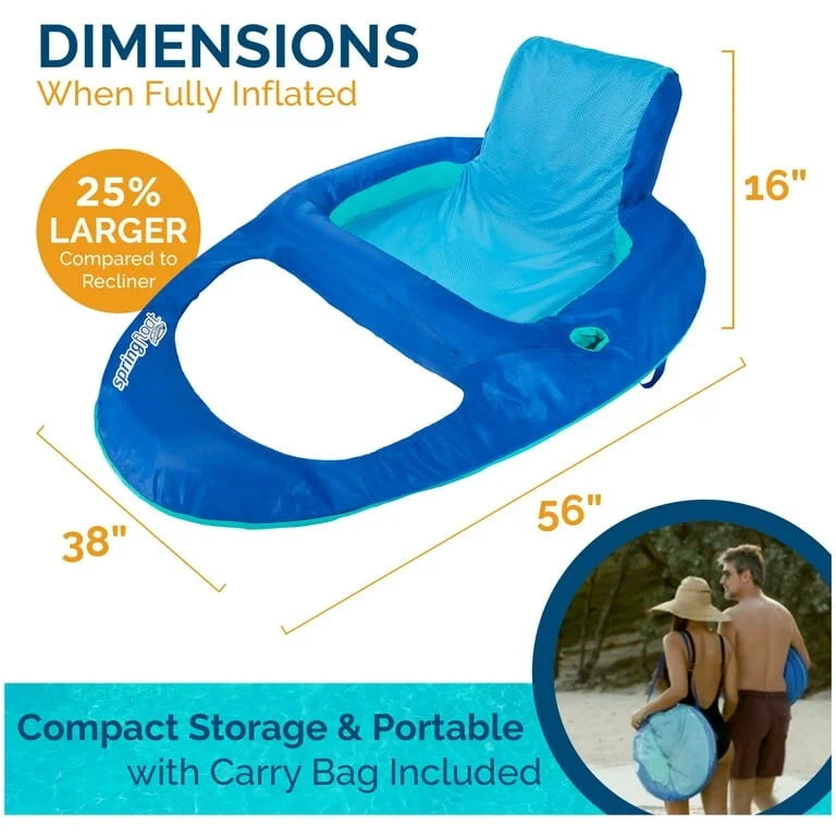 Float Recliner Inflatable Pool Lounge Chair with Backrest, Pool Float for Adults