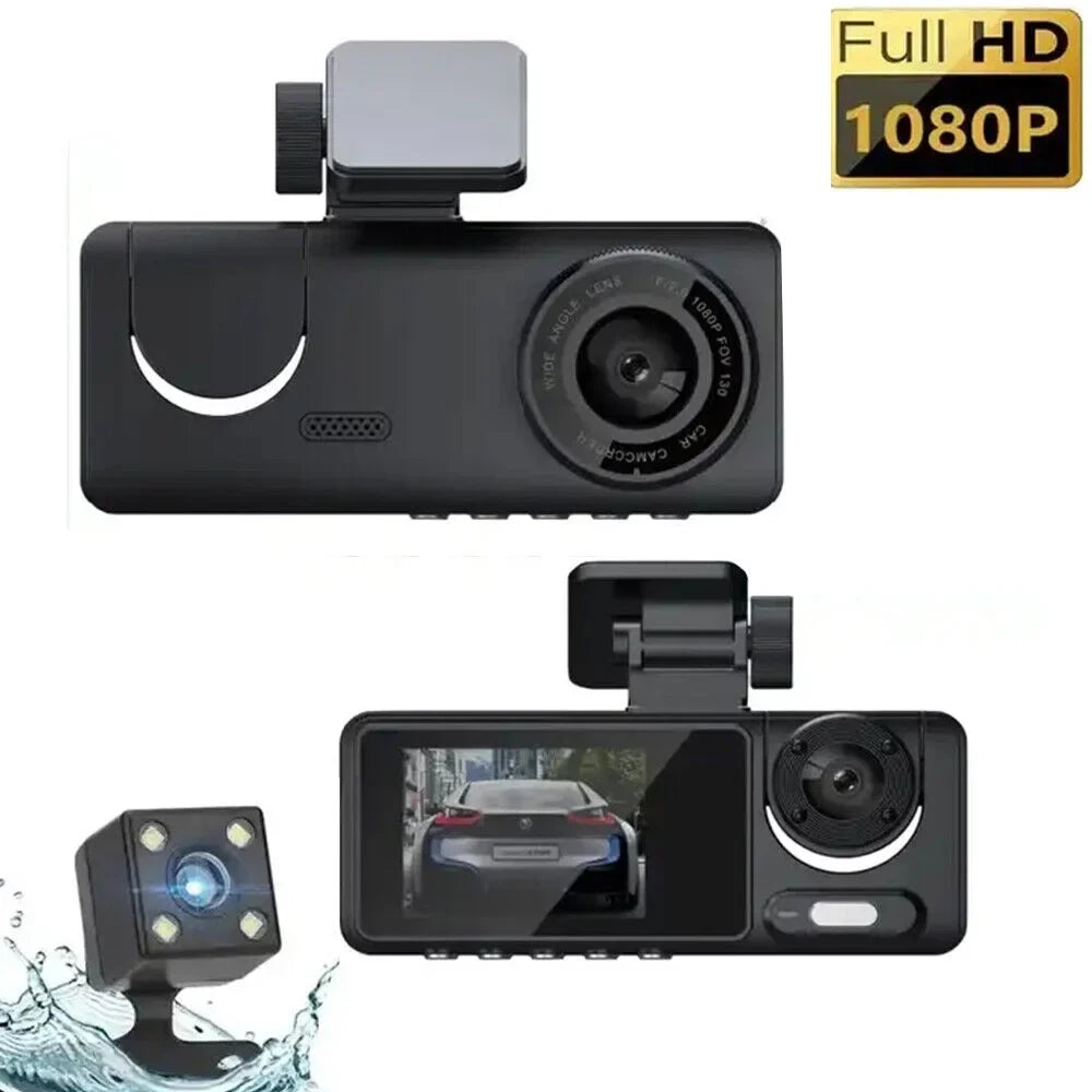 Paddsun HD 1080P Car Dual Lens Dash Cam Front/Rear/Inside Video Recorder Camera G-sensor