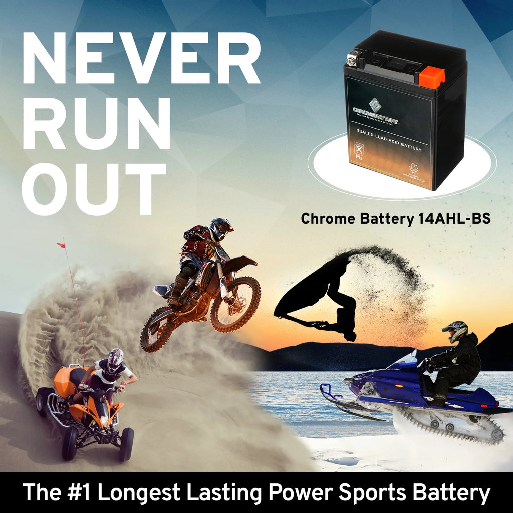 Chrome Battery YTX14AHL-BS (14AHL-BS 12 Volt,12 Ah, 210 CCA) Motorcycle Battery for Suzuki Gsx-r750 750cc 86-'92